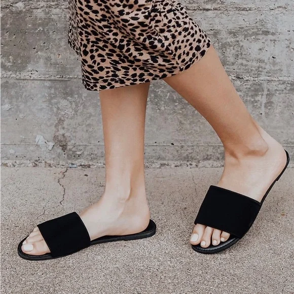 Addison Black Nubuck Slide Sandals - Picture 3 of 7